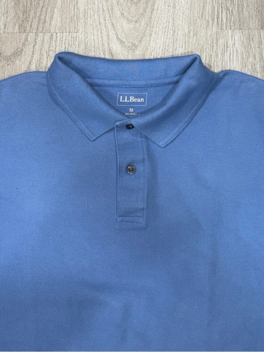 L.L.Bean Polo Shirt Mens M Blue Solid Cotton Classic Casual Outdoor